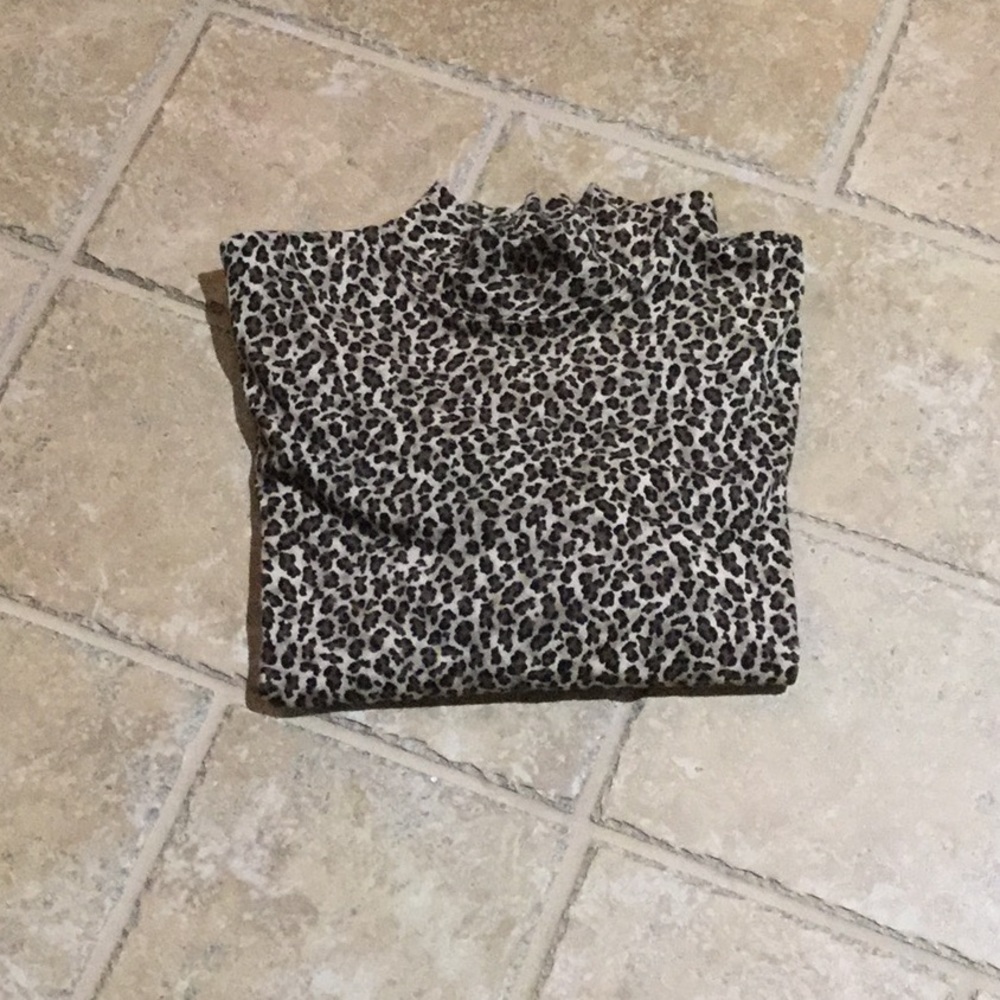 Leopard Print Croft & Barrow Turtleneck Shirt - image 2